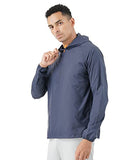 Pumpd Mens All-Purpose Windcheater With Front Zip Closure & Hoodie -With Self Packing Kit,Wavy Navy,Wavy Navy,Xl