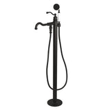 Kingston Brass Ks7130Abl English Country Tub Faucet, 9-3/4 Inch In Spout Reach, Matte Black