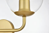 Living District Genesis 2-Light Iron & Glass Bath Sconce In Brass/Clear