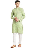 Sojanya (Since 1958 Men'S Cotton Blend Pista Green Printed Only Long Kurta