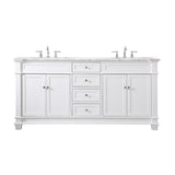 Elegant Decor Wesley 72 Steel And Solid Wood Double Bathroom Vanity Set - White