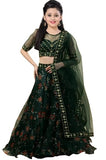 Suppar Sleave Traditional Lehenga Choli Set for Kids and Girls, Green, 5-6 Years