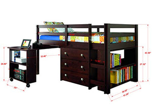 Donco Kids 760-Cp Low Study Loft Bed, Dark Cappuccino/White