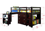 Donco Kids 760-Cp Low Study Loft Bed, Dark Cappuccino/White