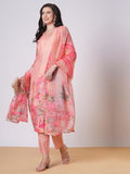 Anni Designer Women'S Rayon Viscose Printed Straight Kurta With Pant & Dupatta (Bheya Peach_Xxl_Peach_Xx-Large),Peach,2XL,Rayon Blend,Classic,