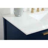 Elegant Decor Larkin 42 Solid Wood Mdf Single Bathroom Vanity In Blue