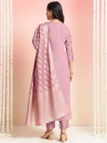 Gosriki Women'S Rayon Viscose Embroidered Straight Kurta With Pant & Dupatta (Nagari Purple-Vks01-Gs_4Xl_Purple_Xxxx-Large),Purple,4,B0DT786Q9W