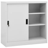 vidaXL Office Cabinet with Sliding Door Light Gray 35.4x15.7x35.4 Steel