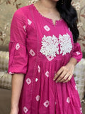 Anni Designer Women'S Rayon Blend Anarkali Printed Kurta With Pant (Anveshi Pink-Vks01_L_Pink_Large),Pink,L,,,