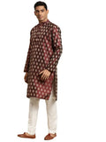Sojanya (Since 1958 Men'S Silk Blend Maroon & Gold Booti Jacquard Only Long Kurta