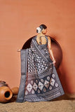 Greciilooks Womens Jacquard Cotton Silk Saree (Gl-S2376-Black)
