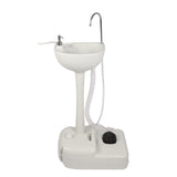Outvita Portable Camping Sink w/ 19L Water Tank Rolling Wheels Towel Holder Soap Dispenser Faucet, Outdoor Foot Pump Washing Sta