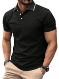Leriya Fashion Solid Regular Fit Casual Old Money Polo t Shirt for Men (LF-MT-1124_Black 2XL)