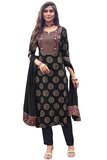Anni Designer Women'S Cotton Blend Printed Straight Kurta With Pant & Dupatta (Nov-Black-Nrb X-Large),Black,XL