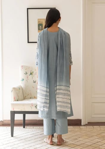 Anni Designer Women'S Rayon Viscose Printed Straight Kurta With Pant & Dupatta (Gana Blue_Xxl_Blue_Xx-Large),Blue,2XL,Rayon Blend,Classic,