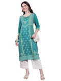 Ketch Women's Cotton Blend Regular Dress Shirt (KHKU000399_Teal