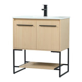Elegant Decor Sloane 30 Mdf And Steel Single Bathroom Vanity In Maple