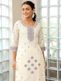 Libas Women'S Chanderi Silk Woven Design Kurta Sets (27660_Off White Off White L