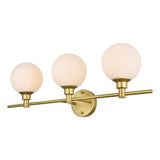 Living District Cordelia 3-Light Iron/Glass Bath Sconce In Brass/Frosted White