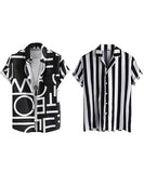 LookMark Men's Cotton Blend Casual Beach Wear Shirts | Stylish Printed Shirts for Men | Comfortable Summer Wear | Party Vacation & Daily Casuals (Pack of 2) (Printed Shirt ADAM Black-Zebra-S),Black-Black-04