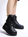 Shoetopia Women'S Flat Boots,Black,6,B0CQK9N9V5
