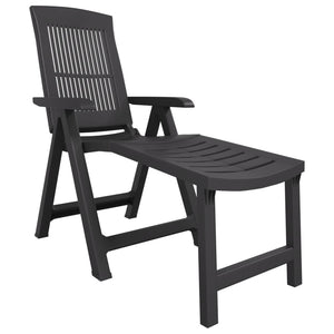 Vidaxl Sun Lounger In Anthracite Plastic - Durable Outdoor Furniture With Adjustable Backrest And Foldable Design - Weather-Resistant & Easy To Store,Lounge Chairs
