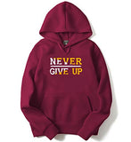 Adro Never Give Up Design Printed Hoodies/Sweatshirts For Men & Women (H20-M-Ngu-Mr_Maroon_L)