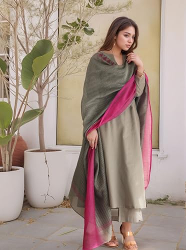Anni Designer Women'S Rayon Viscose Solid Straight Kurta With Pant & Dupatta (Mogul Grey_S_Grey_Small),Grey,S,Rayon,Regular,