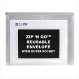 CLine Zip N Go Reusable Poly Envelope with Outer Pocket Zipper Closure, Clear, 3/PK, 48117