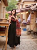 Gosriki Women'S Rayon Viscose Solid A-Line Kurta With Palazzo & Dupatta (Umika Black-Vks01-Gs_M_Black_Medium),Black,,B0F8ZWXKJR