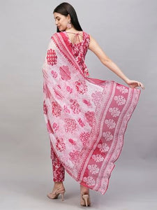 Gosriki Women'S Rayon Blend Straight Printed Kurta With Pant & Dupatta (Ball-Pink-Rkg-Gs_L_Pink_Large),Pink,,B0CT3KTQ47