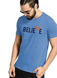 Adro Men'S Believe Design Printed T-Shirt (M, Sky Blue)
