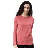 Enamor Women'S Geometric Slim Fit T-Shirt (E257_Mineral Red-Dandelion Aop,Mineral Red-DandelioApparel,XL