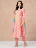 Anni Designer Women'S Rayon Blend Straight Printed Kurta With Pant & Dupatta (Zaggu Pink_L_Pink_Large),Pink,L,Rayon Blend,Regular,