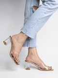 Women'S Clear Block Heel Mules Pink || Transparent Strap Slip-On Sandals || Open Toe Chunky Heels Eu39,Pink,2,B0BY6TC92B