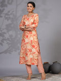 Anni Designer Women'S Rayon Blend Straight Printed Kurta With Pant (Nissu Orange_S_Orange_Small),Orange,S,Rayon Blend,Regular,Kurta