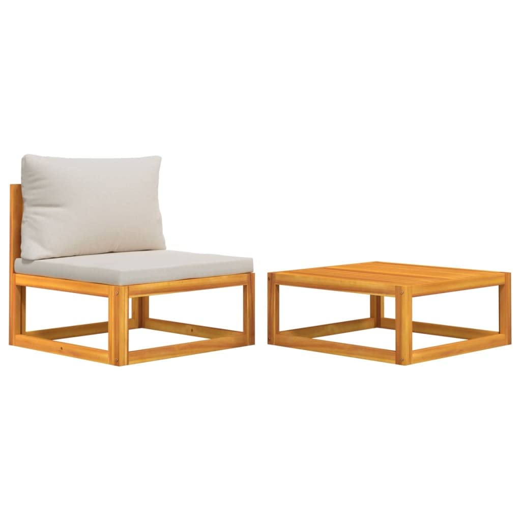 Vidaxl Wooden Patio Sofa Set With Cushions - 2-Piece Durable And Modular Outdoor Furniture Set, Solid Acacia Wood Construction