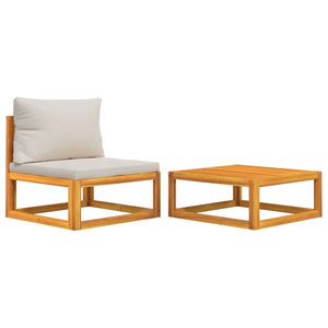 Vidaxl Wooden Patio Sofa Set With Cushions - 2-Piece Durable And Modular Outdoor Furniture Set, Solid Acacia Wood Construction