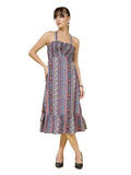 Oomph! Women'S Western & Fusion Wear Printed Crepe Dress For Women Smocked Bodice Black - Md1030,Jet Black 1Apparel,M