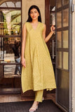 Gosriki Women'S Rayon Viscose Printed A-Line Kurta With Pant (Tishya Yellow-Gs_Xl_Yellow_X-Large),Yellow,,B0F6NLV8Y2