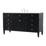 Elegant Decor Park Avenue 60 Metal Mdf Marble Single Bathroom Vanity In Black