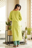 Gosriki Women'S Rayon Viscose Straight Solid Kurta With Pant & Dupatta (Zamkudi Lemon-Gs_L_Green_Large),Green,,B0DY8637RH