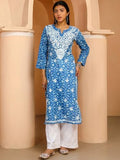 Anni Designer Women'S Rayon Blend Straight Chikankari Embroidered Kurta (Nakusha Blue-Nw_M_Blue_Medium),Blue,M,,,