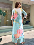 Gosriki Women'S Rayon Viscose Straight Printed Kurta With Palazzo (Mihika Sky-Vks02-Gs_M_Sky Blue_Medium),Sky Blue,,B0F8Q89YVT