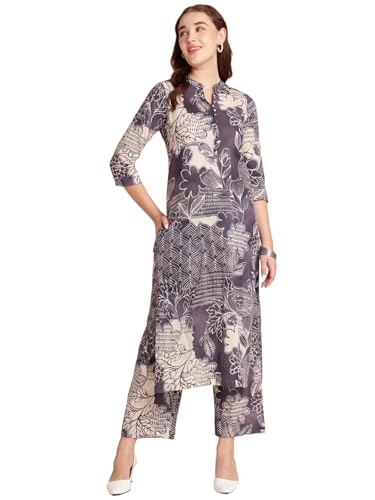 Gosriki Women'S Rayon Blend Straight Printed Kurta With Pant (Tomsk Purple-Vks01-Gs_S_Purple_Small),Purple,,B0DRNMYB6C