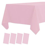 4 Pack Pink Plastic Table Covers - BBQ & Picnic Table Cloths, Oil-proof, Waterproof, Light Weight, 54 x 108 In