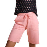 Enamor E080 Mid-Rise Cotton Bermuda Shorts For Women With Side Pockets And Adjustable Drawstring(E080_Rouge_L)