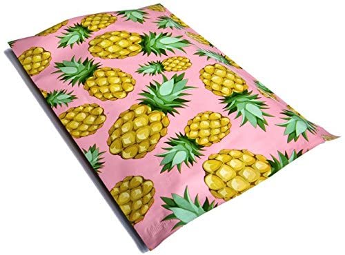10x13 Cute Pink Pineapple Designer Printed Poly Mailers Shipping Envelopes Self Sealing Boutique Custom Bags (30 Pcs)