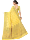 Sugathari Womens Banarasi Saree Pure Kanjivaram Silk Saree Soft New Ladies 2023 Design Wear Pattu Sarees Latest Cotton Party Sari Collections With Blouse Piece For Wedding Sadi (Sam Pari-105 Yellow)