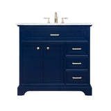 Elegant Decor Americana 36 Solid Wood And Metal Single Bathroom Vanity In Blue